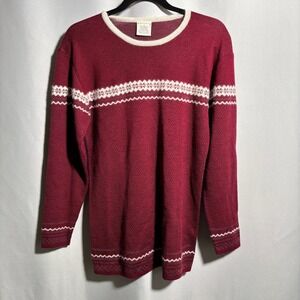 Vintage Partners Womens Red Holiday Sweater Snowflakes‎ Nordic Angora Wool Bld S